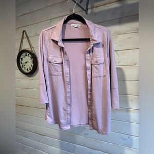 Mesh & Lace | Lavender Purple Button Down Shirt